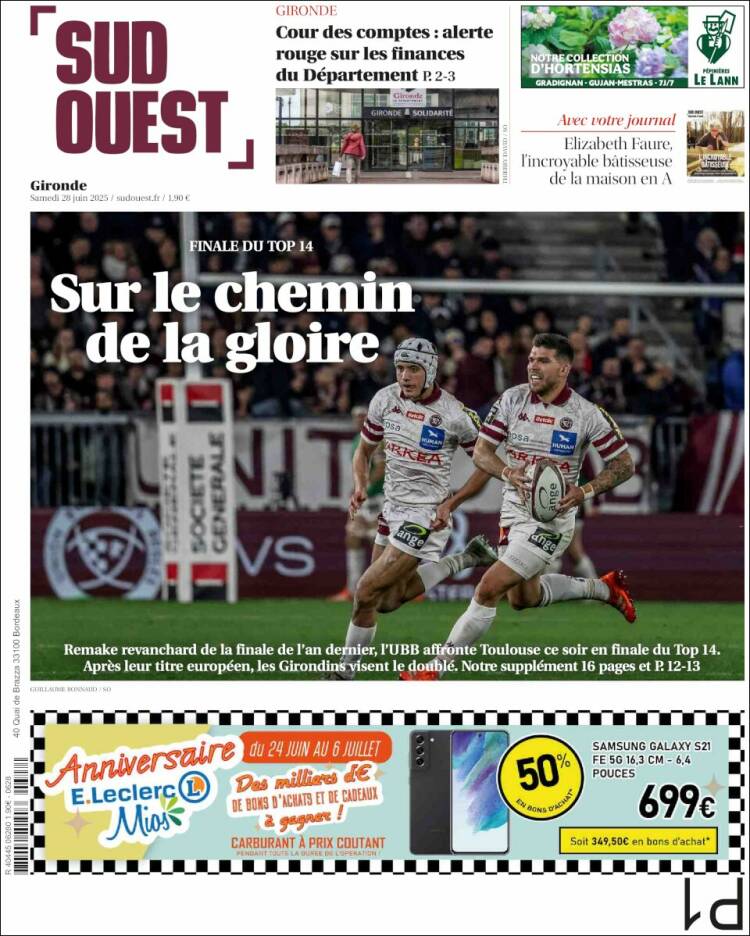 Portada de Sud Ouest (Francia)
