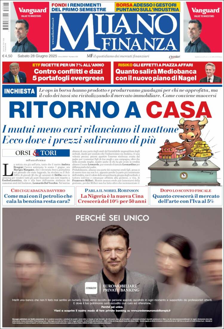 Portada de Milano Finanza (Italia)
