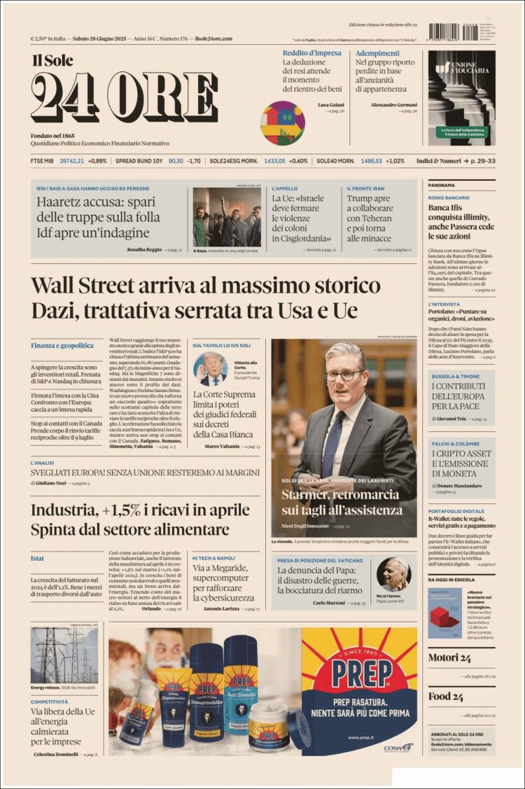 Portada de Il Sole 24 ORE (Italia)