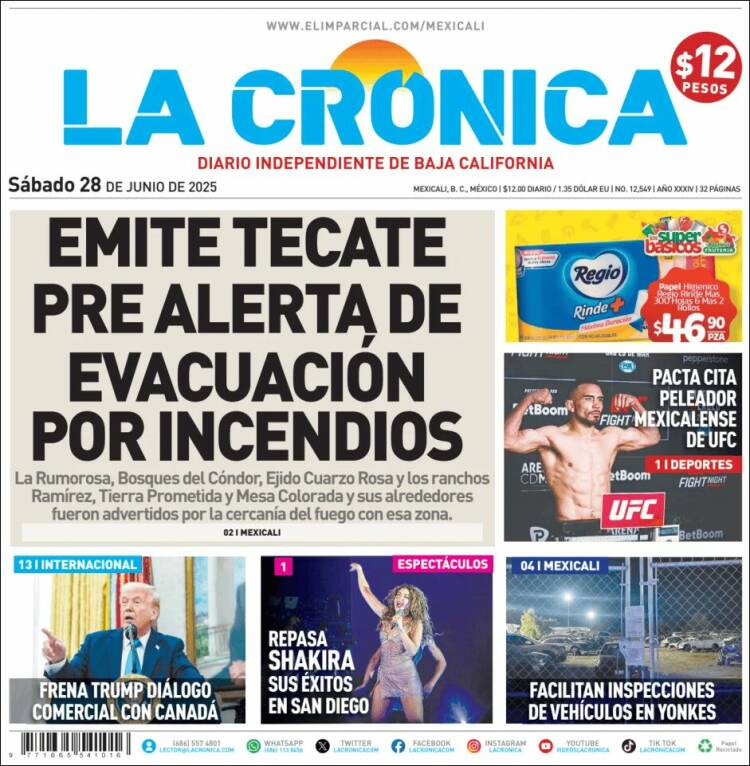 Portada de La Crónica de Baja California (México)