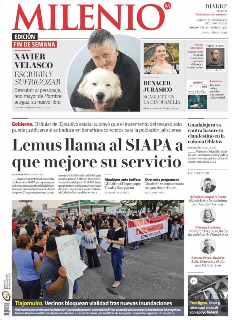 Portada de Milenio - Jalisco (México)