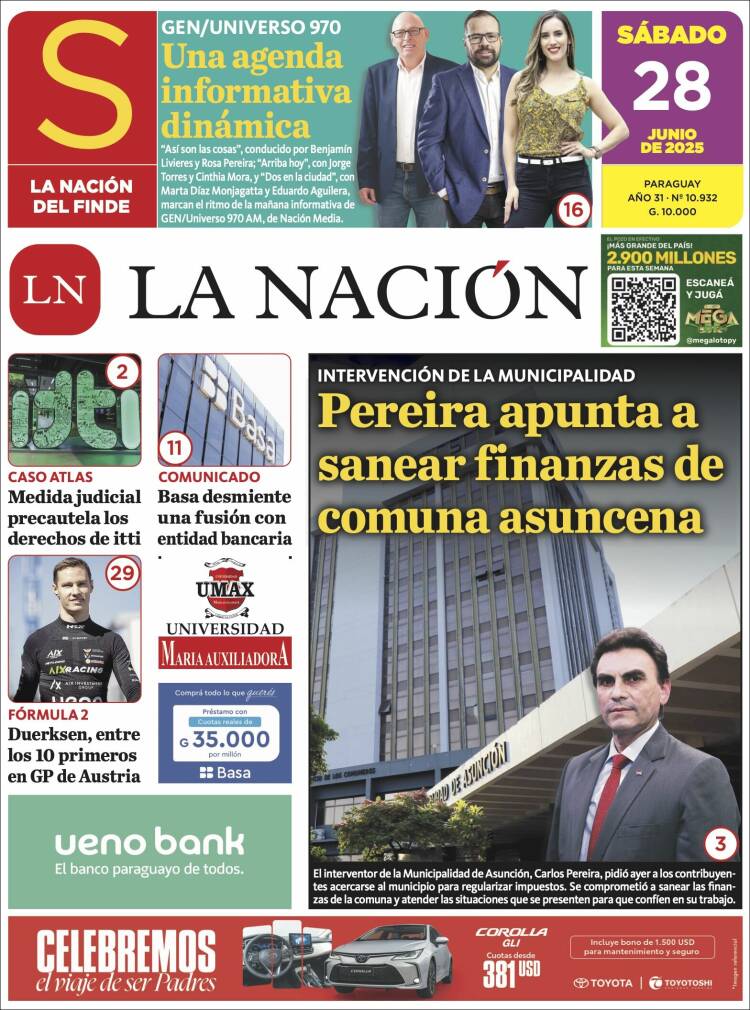 Portada de La Nación (Paraguay)