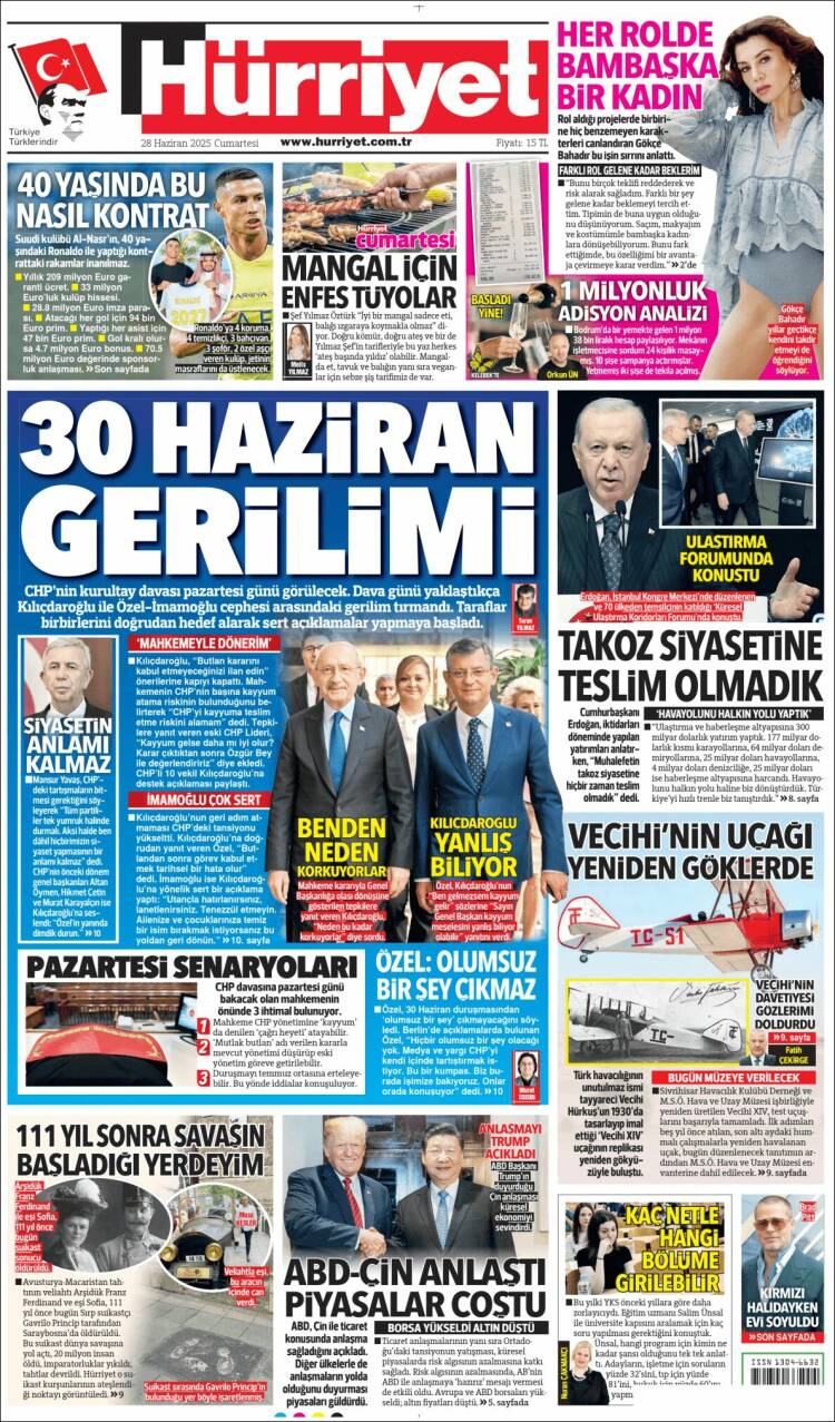 Portada de Hürriyet (Turqu&iacute;a)