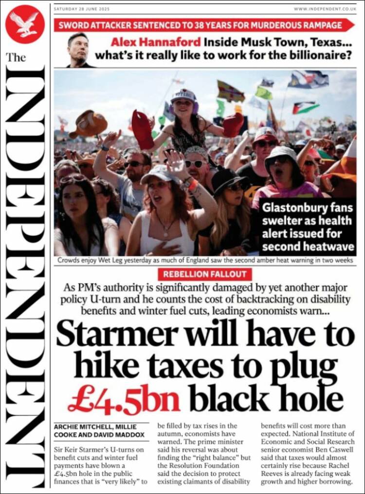 Portada de The Independent (Reino Unido)