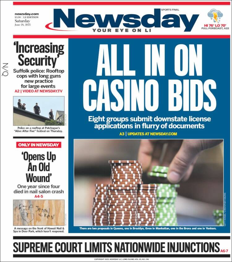 Portada de Newsday (USA)