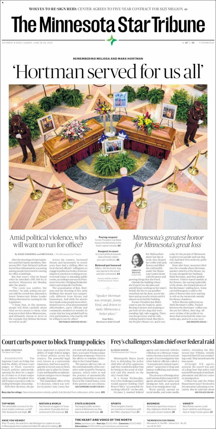 Portada de Star Tribune (USA)