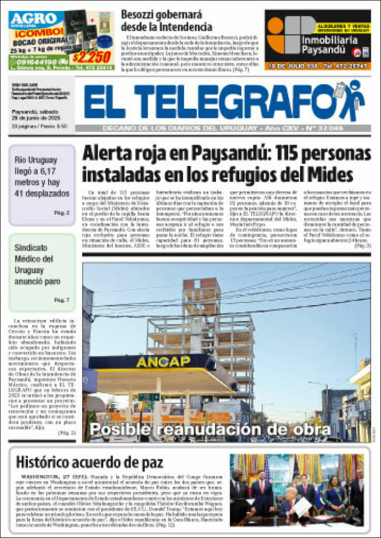Portada de El Telégrafo (Uruguay)