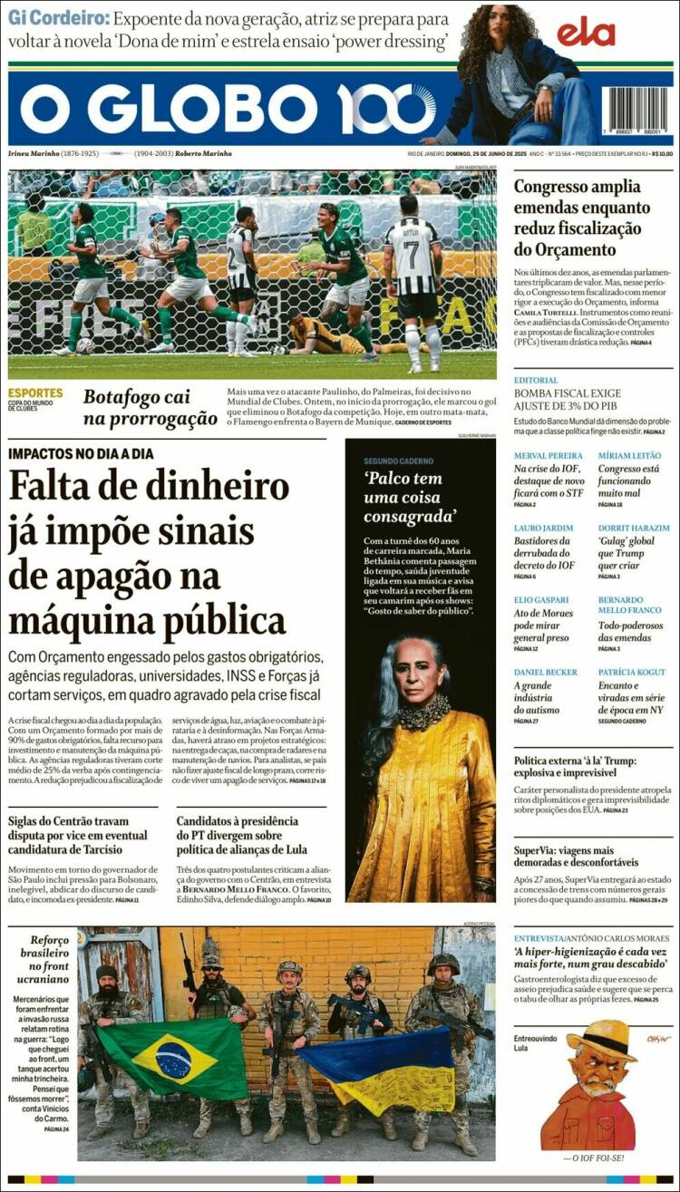 Portada de O Globo (Brasil)