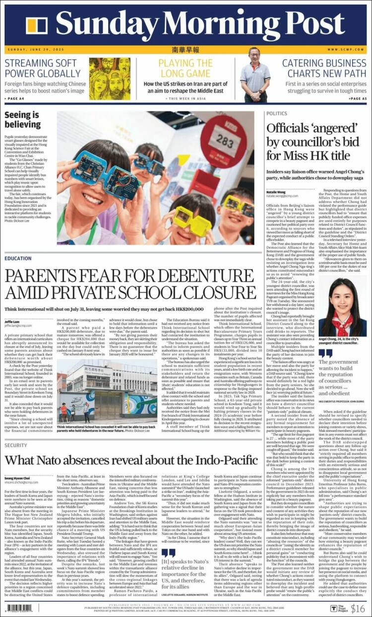 Portada de South China Morning Post (Chine)