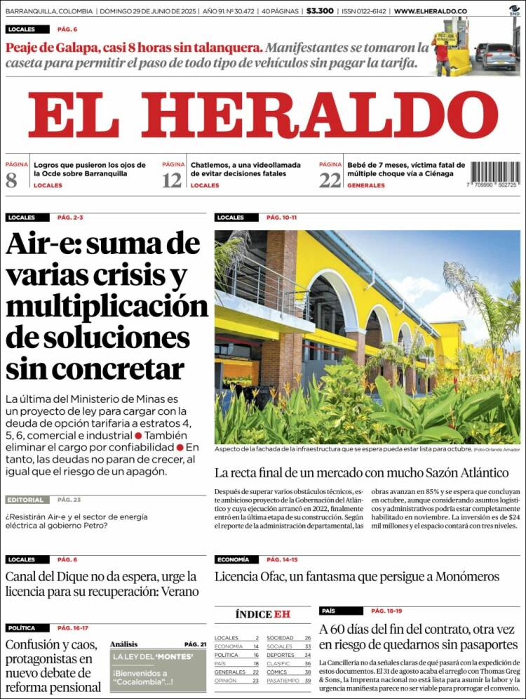 Portada de El Heraldo (Colombia)