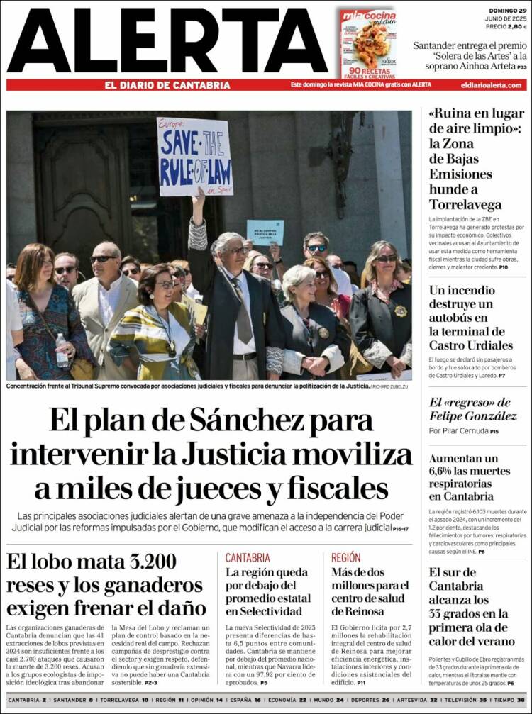 Portada de Alerta - El Diario de Cantabria (España)