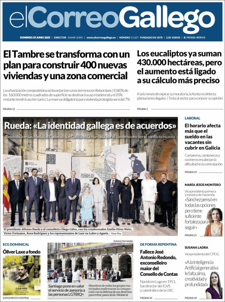 Portada de El Correo Gallego (España)