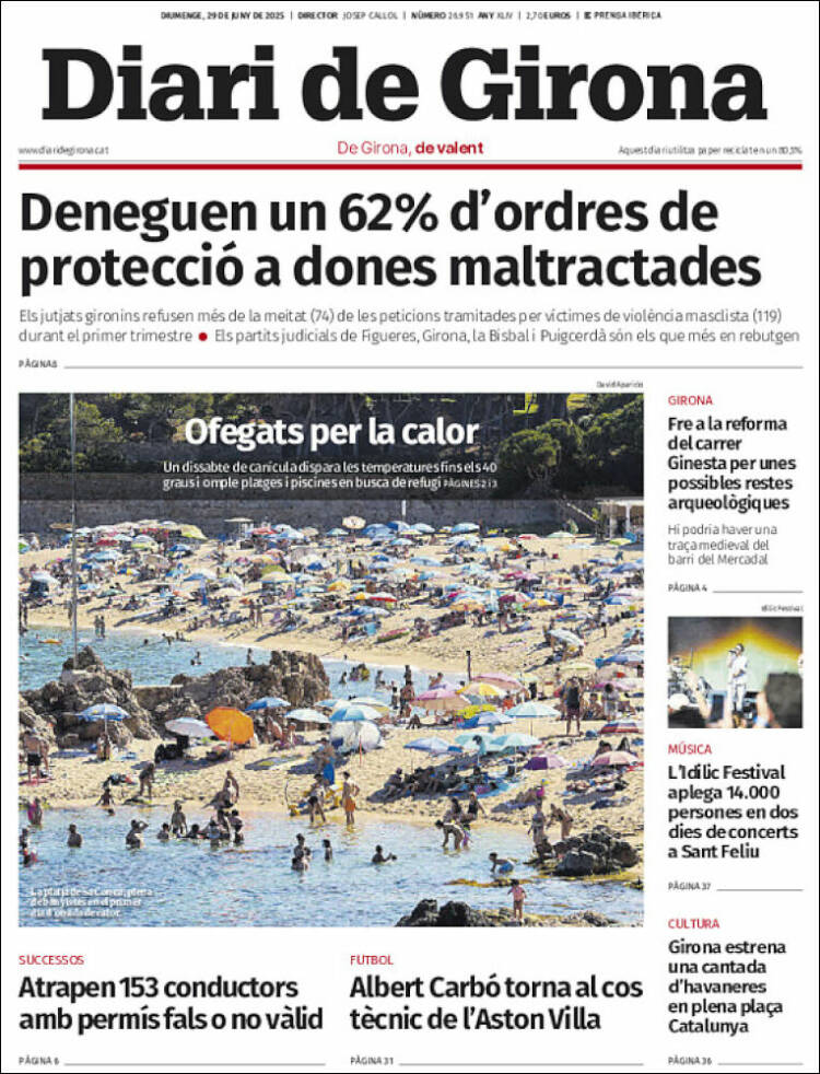 Portada de Diari de Girona (España)
