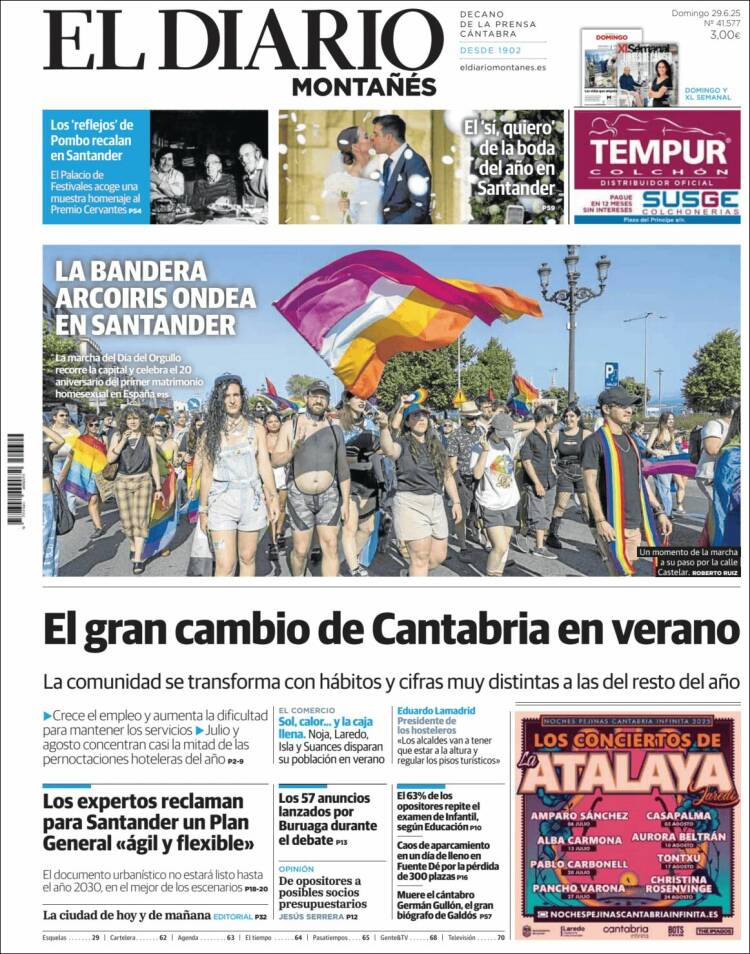 Portada de El Diario Montañés (España)