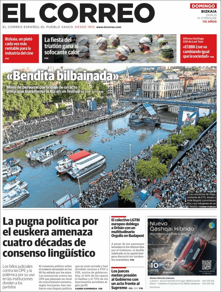 Portada de El Correo (Espagne)