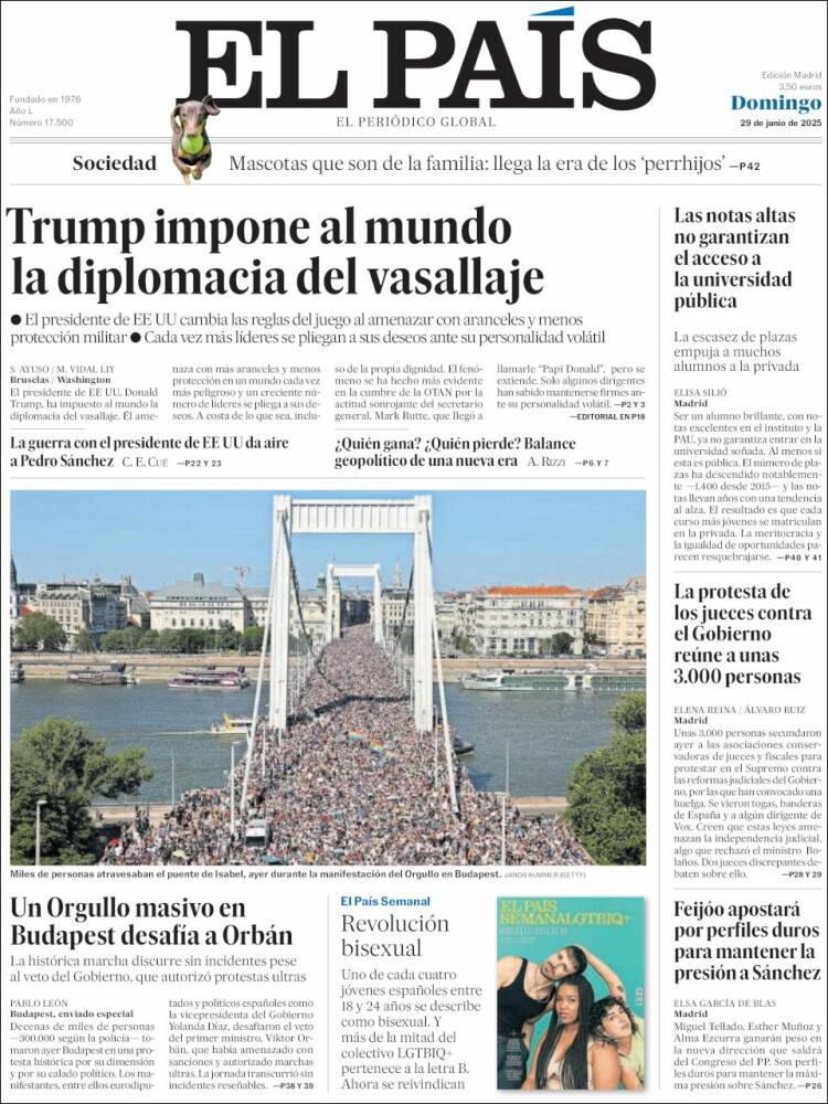Portada de El País (España)