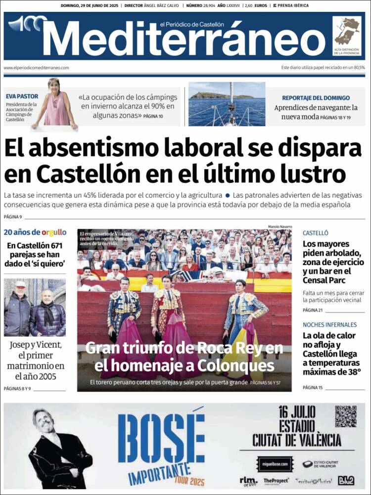 Portada de El Periódico Mediterraneo (España)