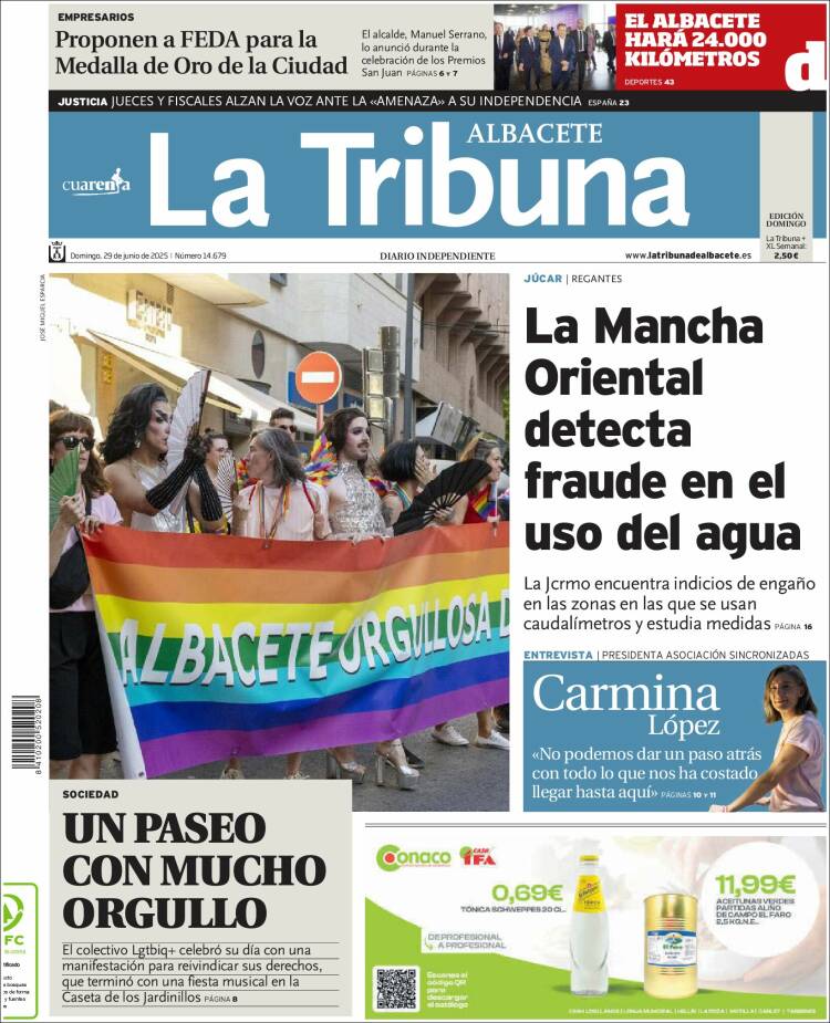 Portada de La Tribuna de Albacete (España)