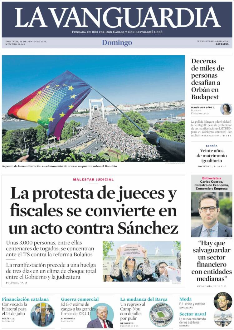 Portada de La Vanguardia (Espagne)