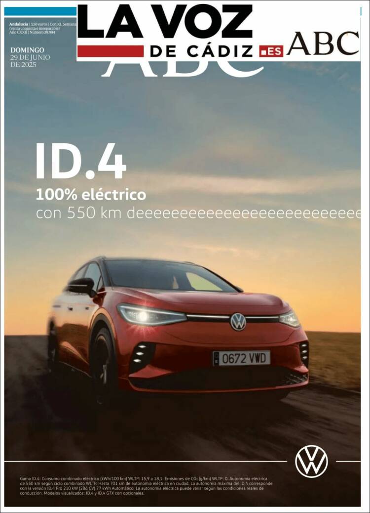 Portada de La Voz de Cádiz (España)