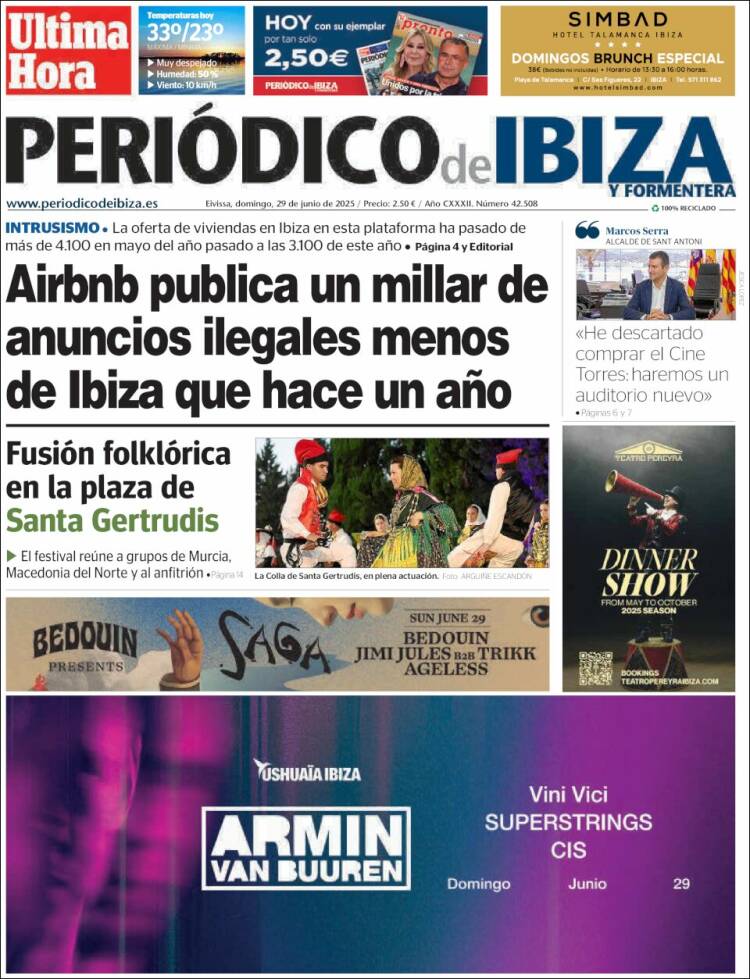 Portada de Periódico de Ibiza (España)