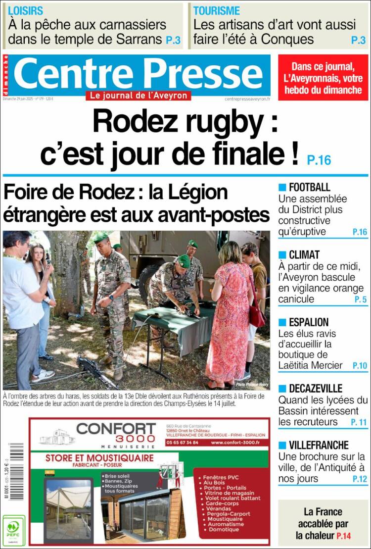 Portada de Centre Presse (Francia)