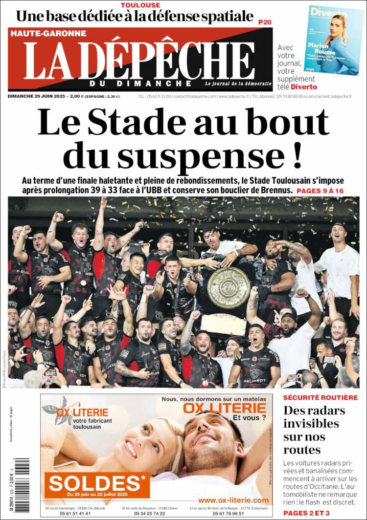 Portada de La Dépêche du Midi (Francia)