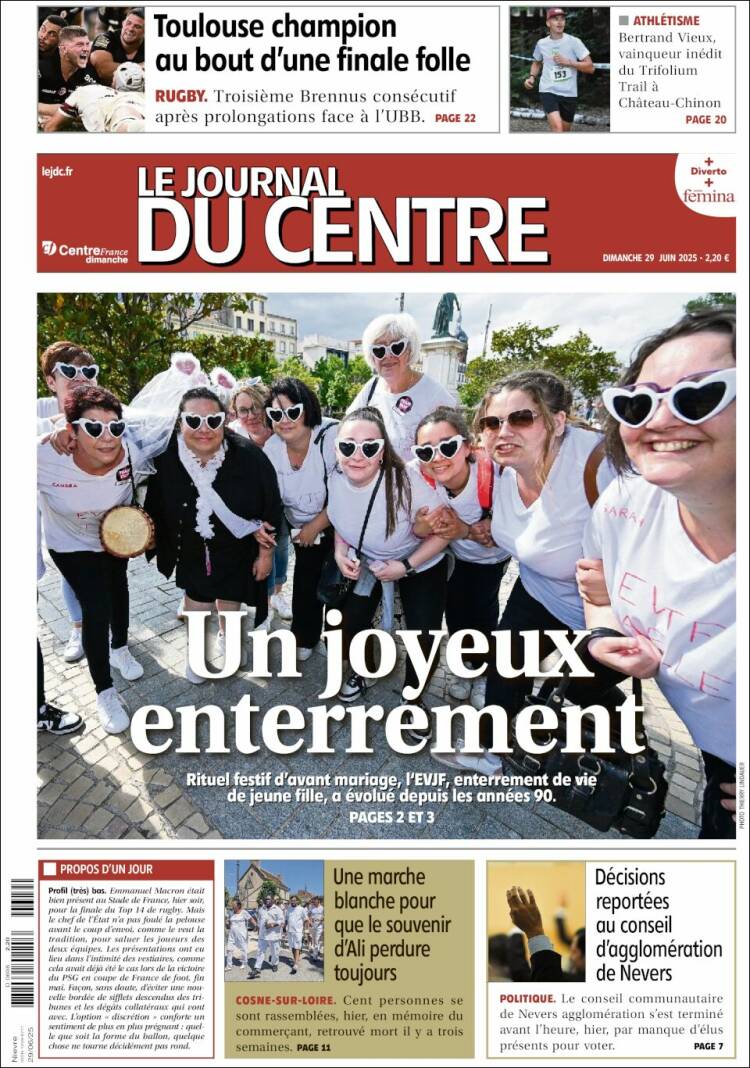 Portada de Le Journal du Centre (Francia)