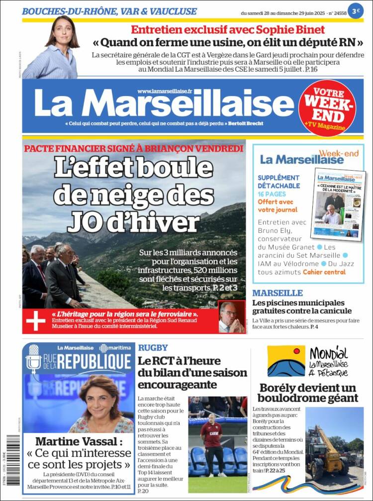 Portada de La Marseillaise (Francia)
