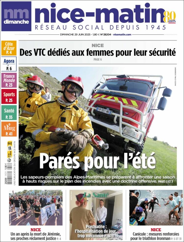 Portada de Nice-Matin (Francia)