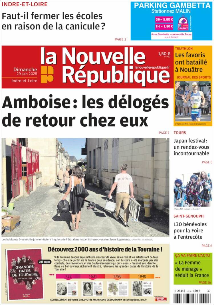 Portada de La Nouvelle Republique (Francia)