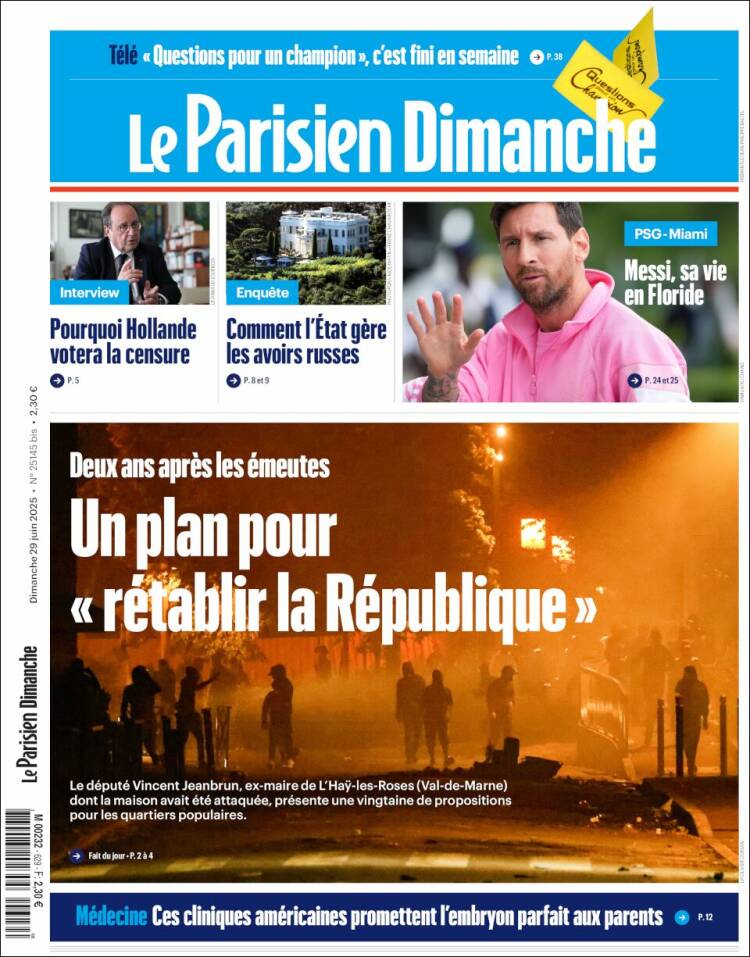 Portada de Le Parisien (France)
