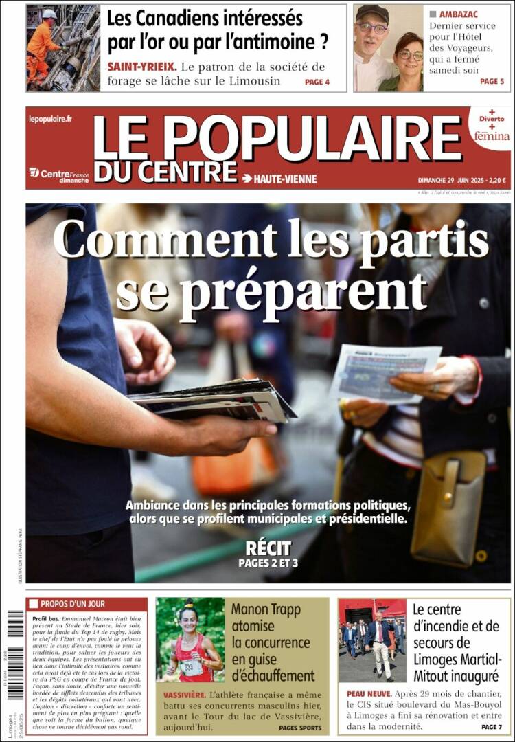 Portada de Le Populaire du Centre (Francia)