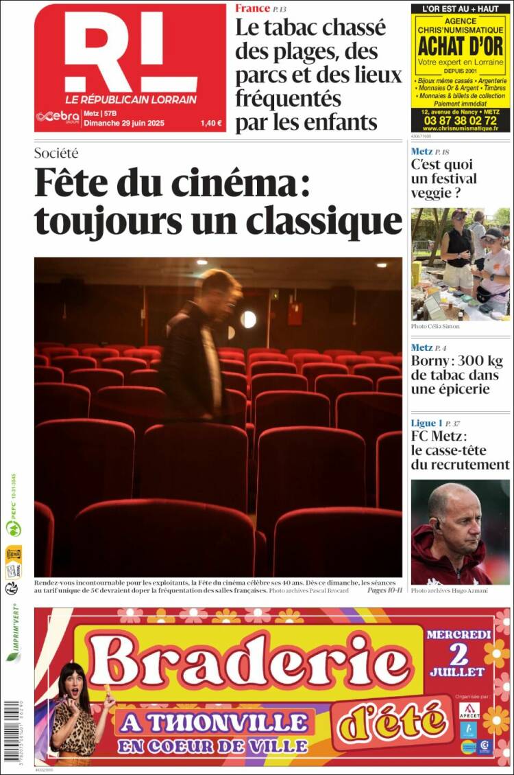 Portada de Le Republicain Lorrain (France)