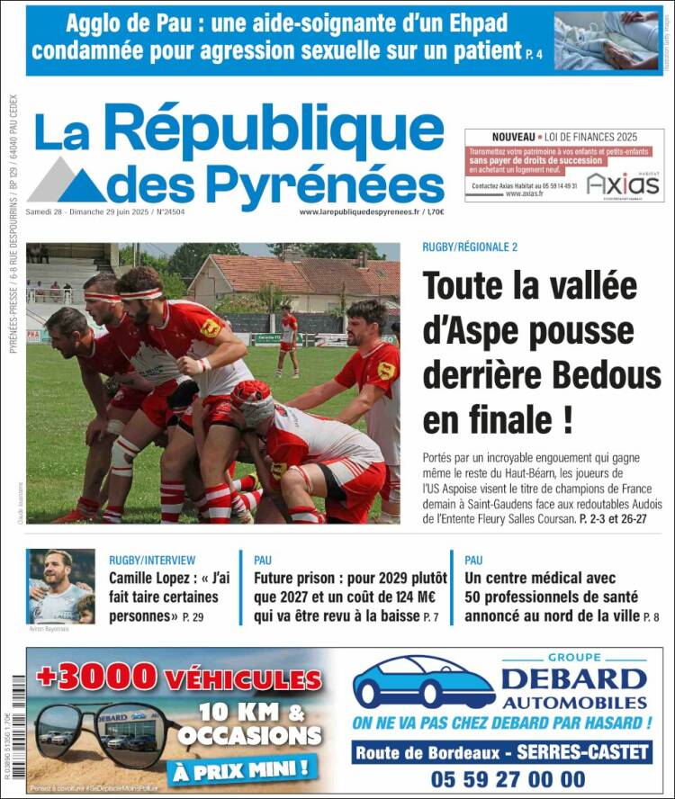Portada de La République des Pyrénées (Francia)