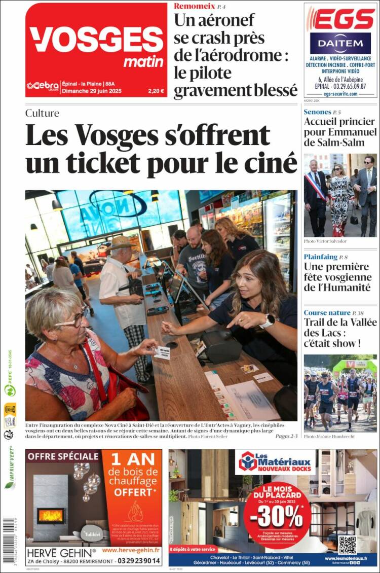 Portada de Vosges Matin (Francia)