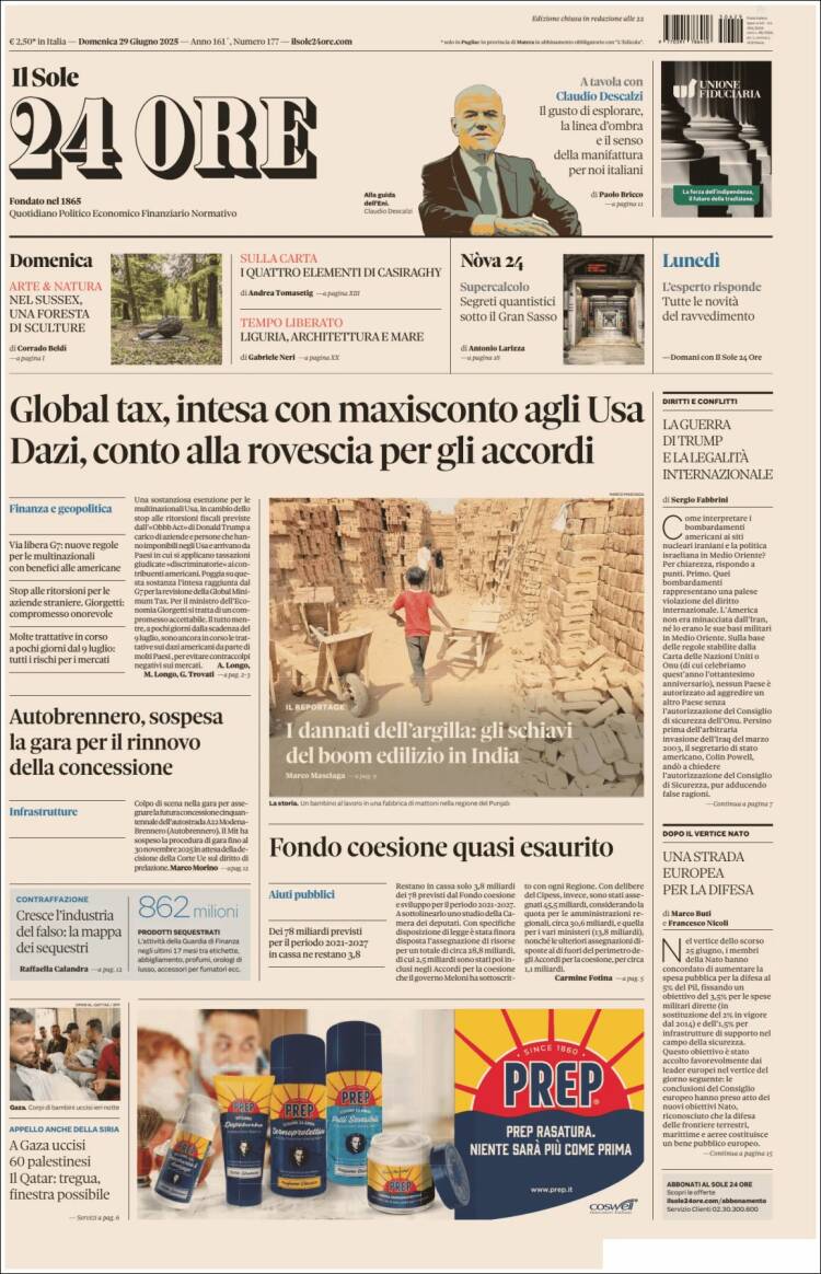 Portada de Il Sole 24 ORE (Italia)