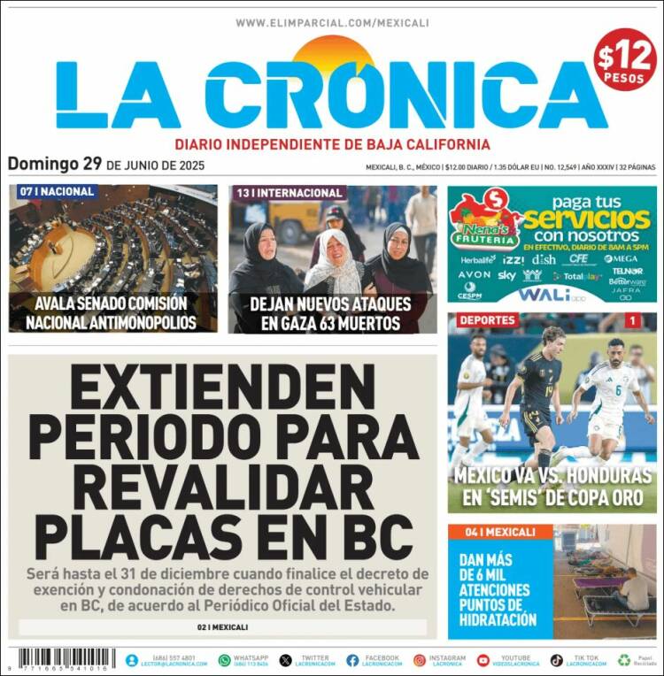 Portada de La Crónica de Baja California (México)