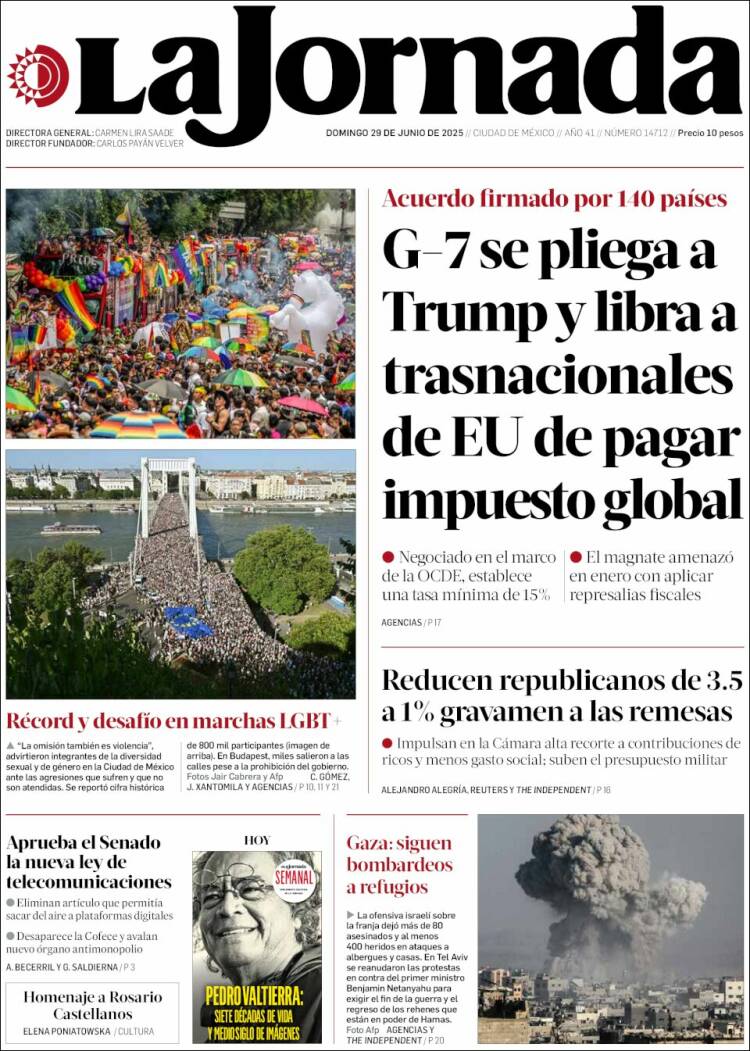 Portada de La Jornada (México)