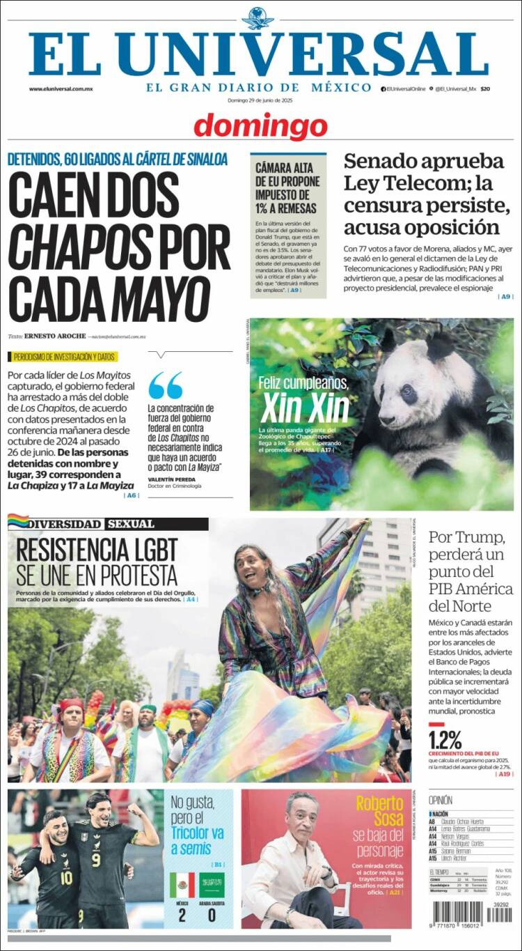 Portada de El Universal (México)