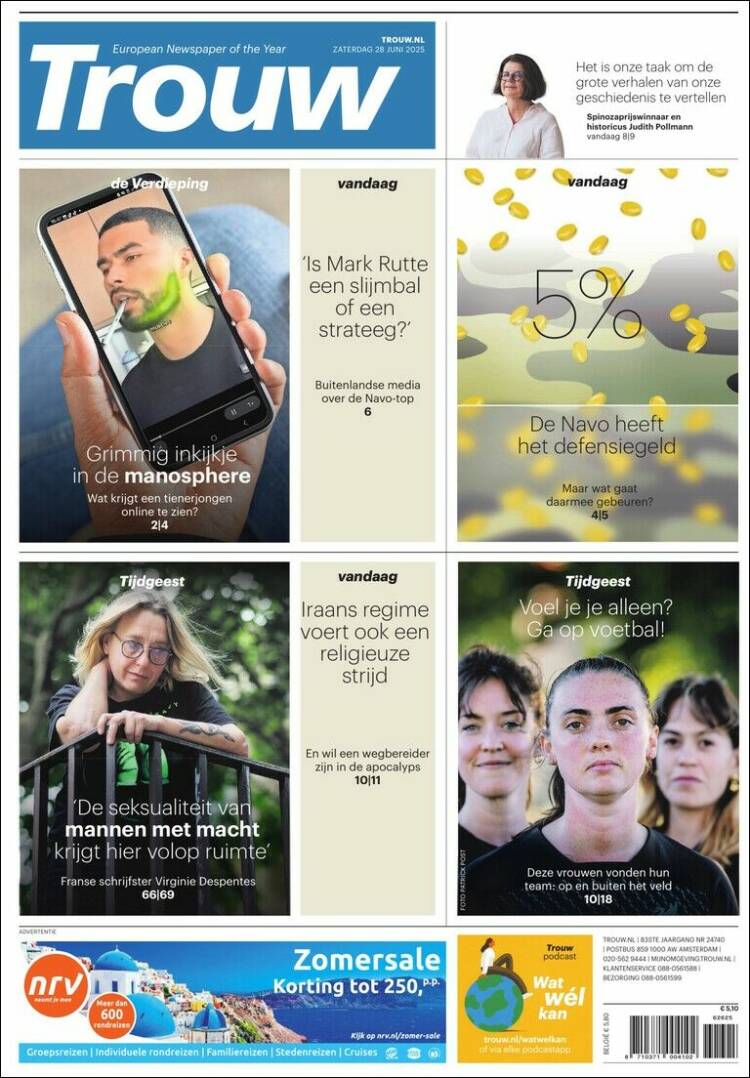 Portada de Trouw (Países Bajos)