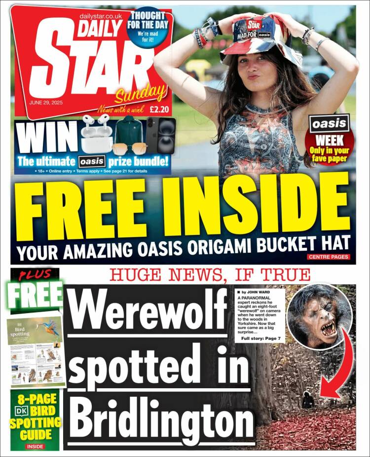 Portada de Daily Star (Reino Unido)