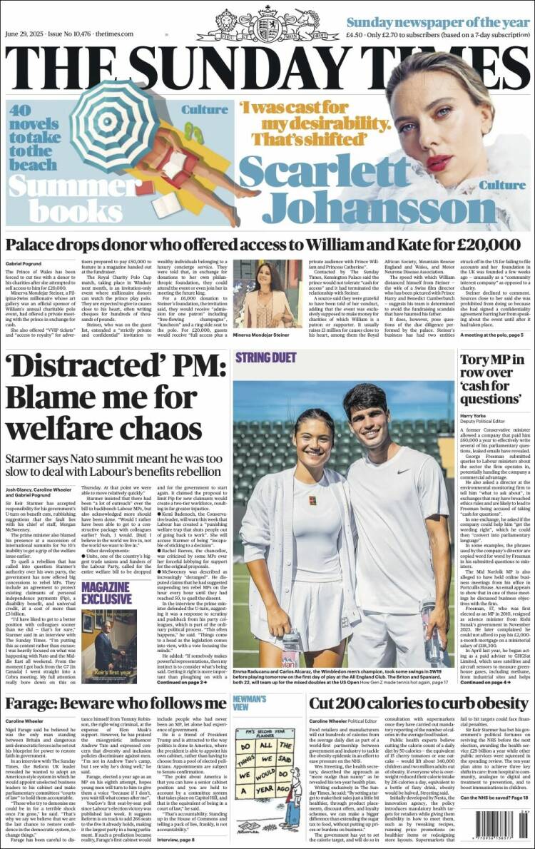 Portada de The Times (Reino Unido)