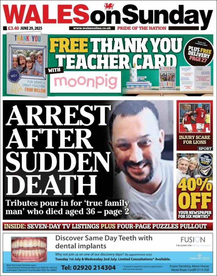 Portada de Western Mail (Reino Unido)