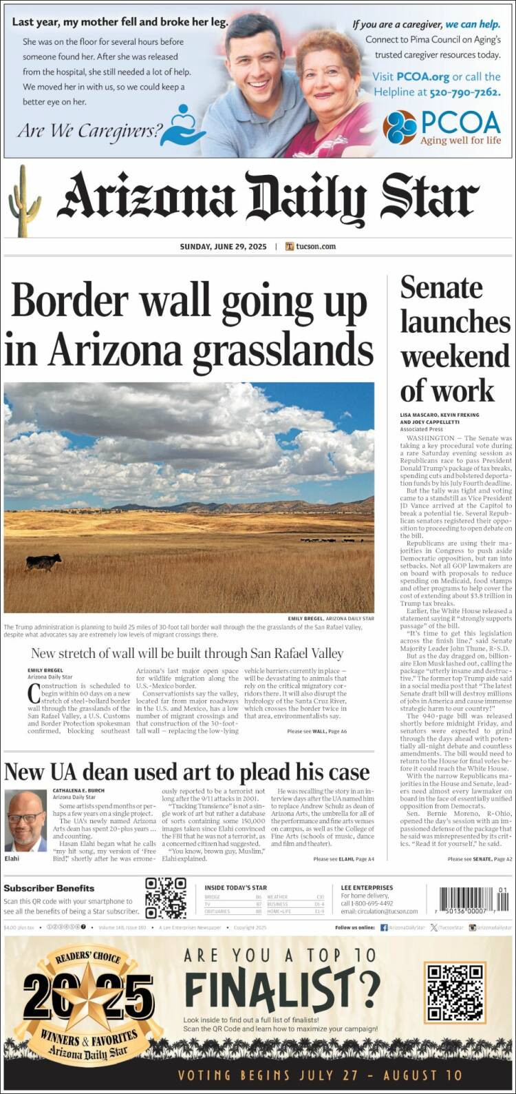 Portada de Arizona Daily Star (USA)