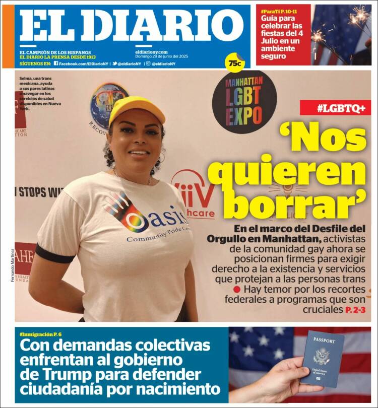 Portada de El Diario NY (USA)