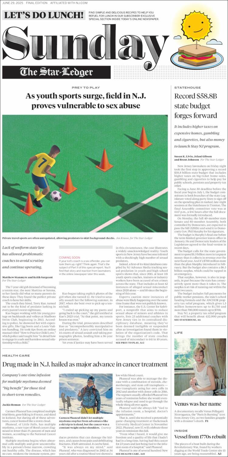 Portada de Star-Ledger (USA)
