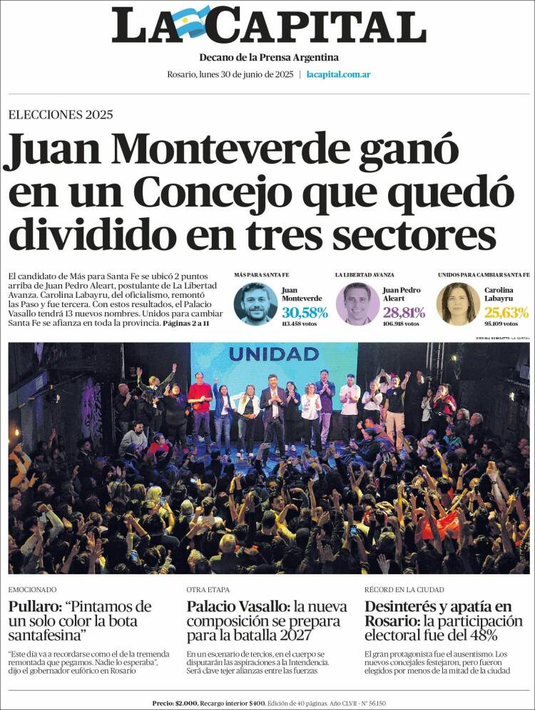 Portada de La Capital - Rosario (Argentina)
