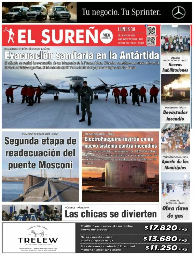 Portada de Diario El Sureño (Argentina)