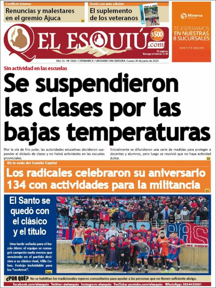 Portada de El Esquiu (Argentina)
